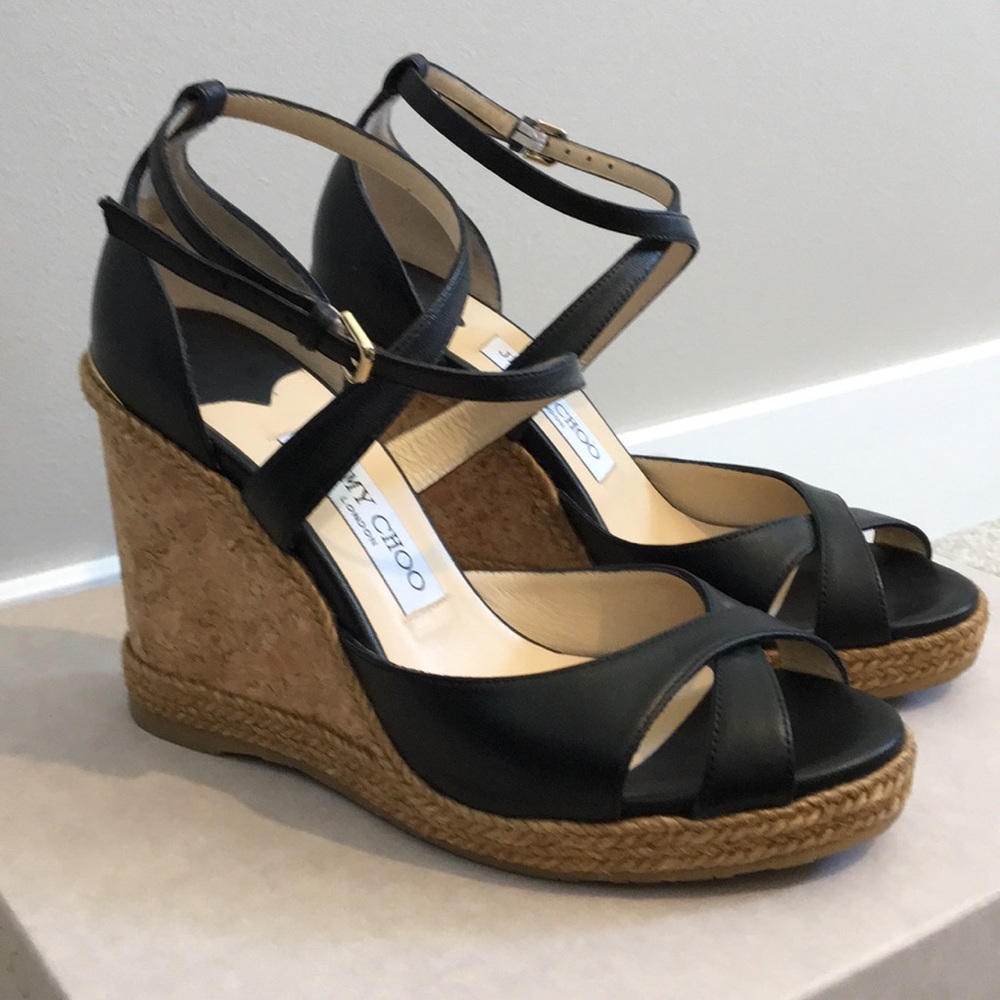 Jimmy Choo size 37  black wedges